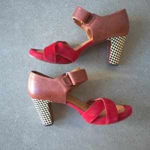 Chie Mihara Red Suede Sandals - Size 40